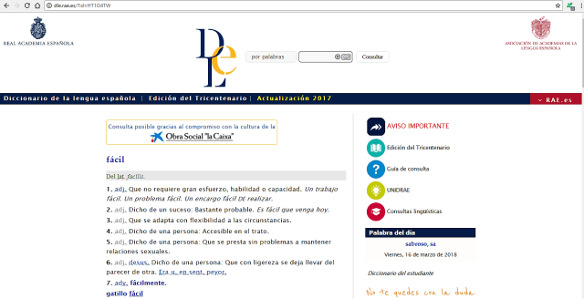 Definición de fácil