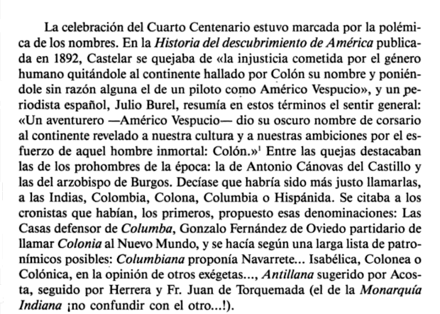 Texto que discute la controversia sobre el nombre del continente americano a lo largo de la historia.